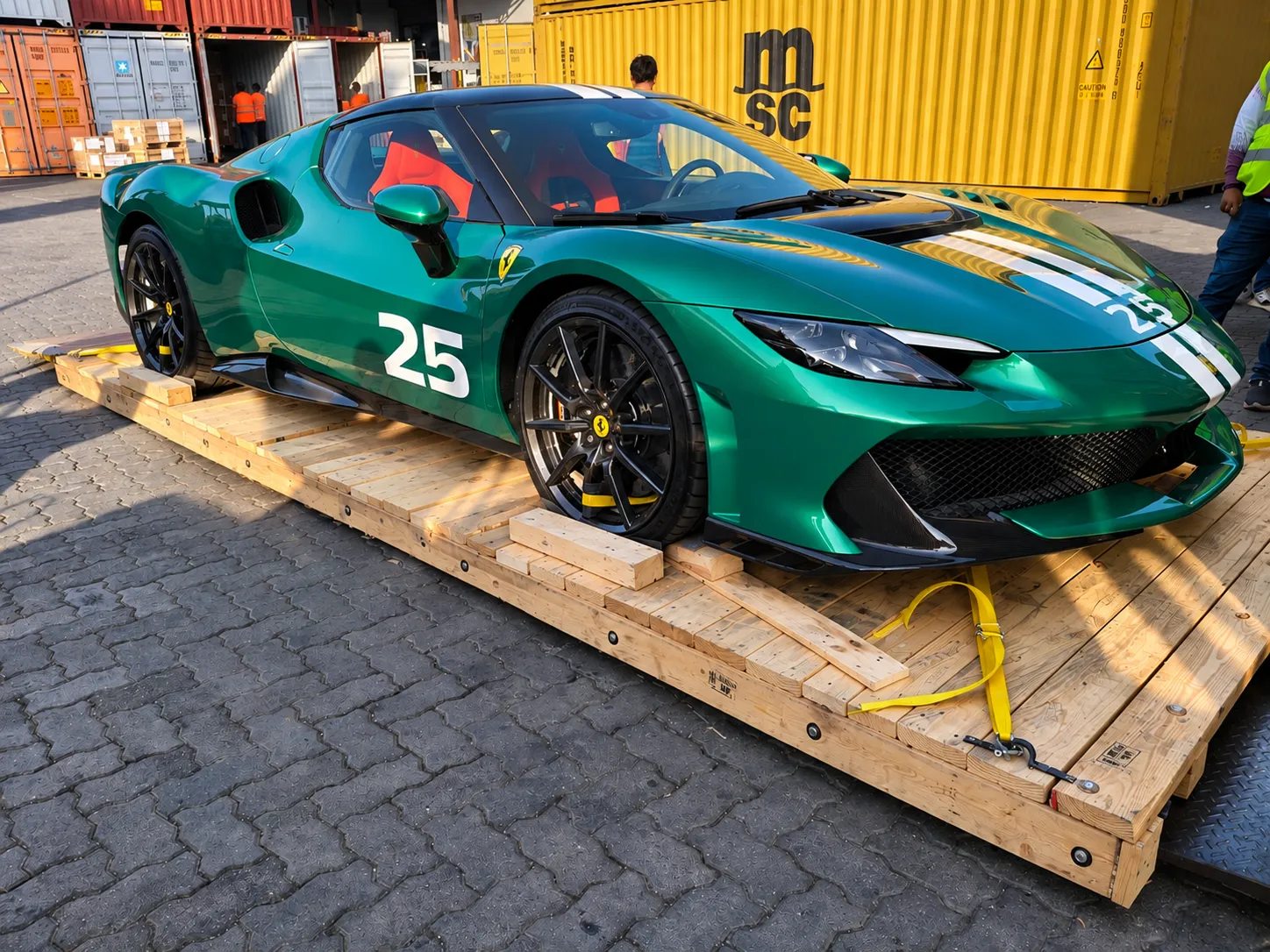 Vehicle secured for transport